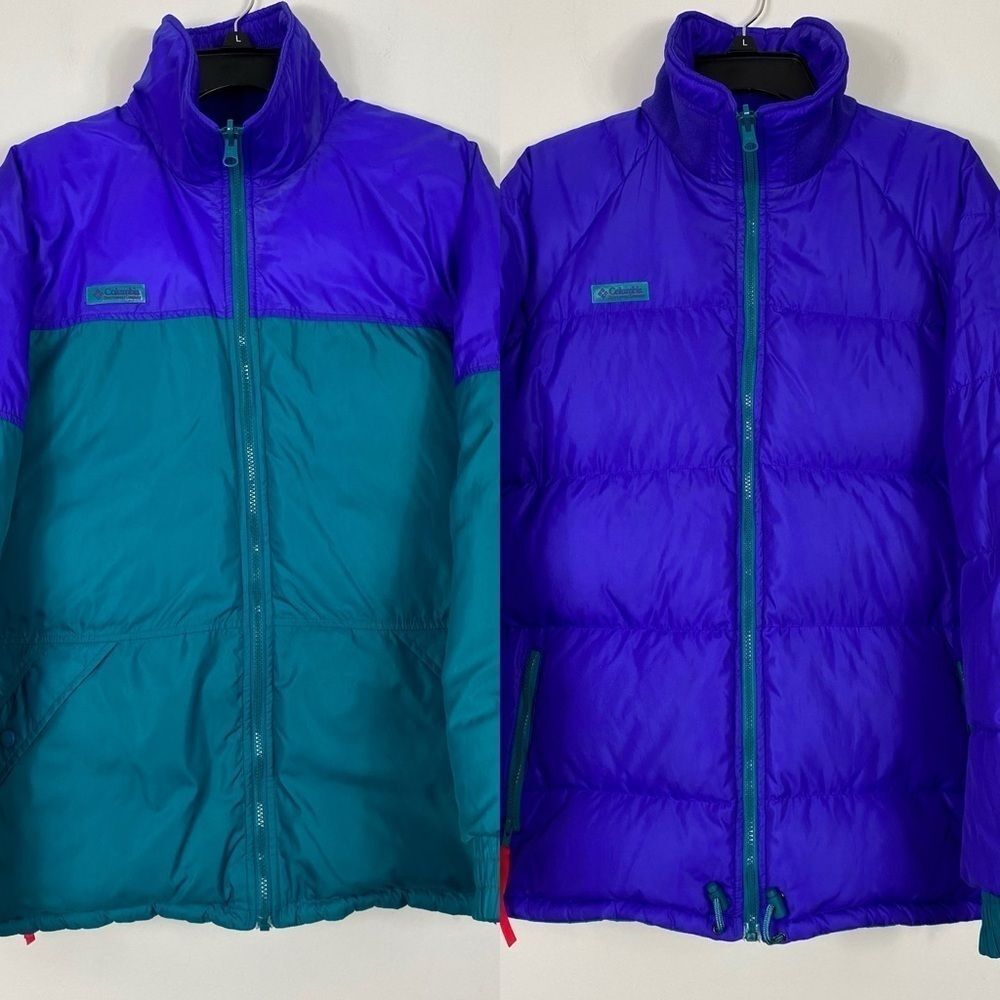 Vintage Columbia Down puffer Radial Sleeve Reversible coat, Men’s M